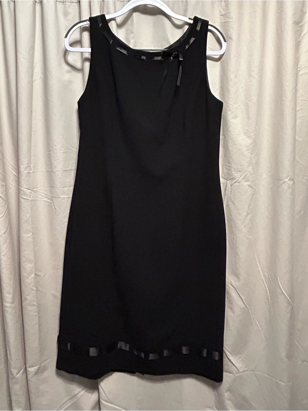 Calvin Klein Black Sleeveless Ribbon-Trim Mini Dress
